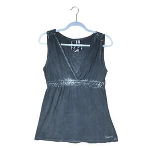Billabong Sz Large Boho Y2K Skater Girl Grunge Empire Waist Top Moody Festival
